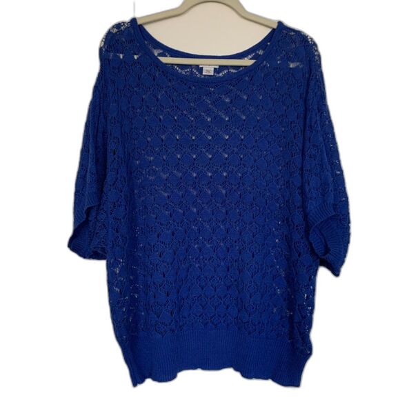 Jaclyn Smith Women Sweater XXL Blue Pullover Open Knit Lightweight Beach Coastal - Picture 1 of 8